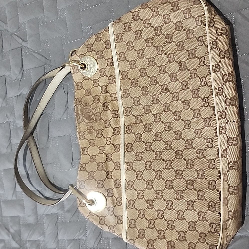 Gucci Brown and Cream Shoulder Bag